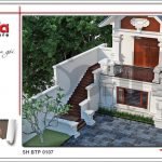 Mẫu kiến trúc mặt tiền biệt thự Pháp mái ngói xanh tại Quảng Ninh sh btp 0107