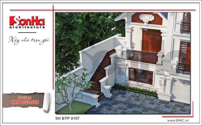 Mẫu kiến trúc mặt tiền biệt thự Pháp mái ngói xanh tại Quảng Ninh sh btp 0107