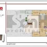 Mặt bằng công năng tầng trệt biệt thự Pháp mái ngói xanh tại Quảng Ninh sh btp 0107