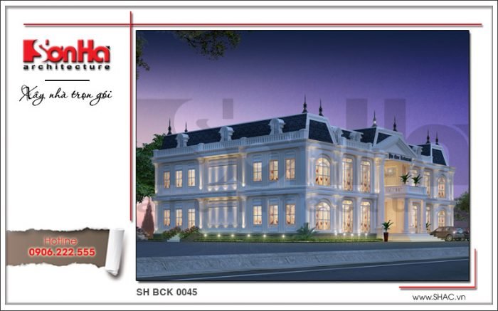 Mẫu thiết kế nhà hàng 2 tầng kiến trúc Pháp sang trọng tại Phú Quốc sh bck 0045