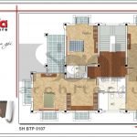 Mặt bằng công năng tầng 2 biệt thự Pháp mái ngói xanh tại Quảng Ninh sh btp 0107