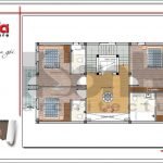 Mặt bằng công năng tầng 3 biệt thự Pháp tại Nam Định sh btp 0108