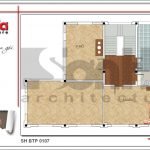 Mặt bằng công năng tầng 3 biệt thự Pháp mái ngói xanh tại Quảng Ninh sh btp 0107