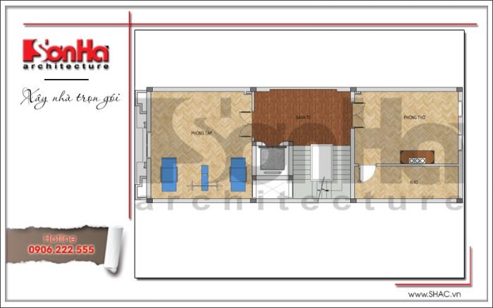 Mặt bằng công năng tầng 5 nhà ống Pháp tại Bắc Ninh sh nop 0144