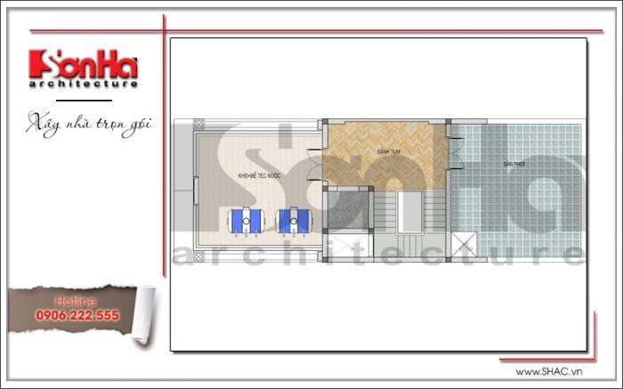 Mặt bằng công năng tầng tum nhà ống Pháp tại Bắc Ninh sh nop 0144