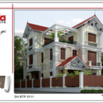 Mẫu Thiết kế kiến trúc biệt thự cổ điển 3 tầng tại Quảng Ninh sh btp 0111