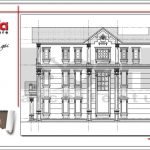 Mặt cắt đứng trục 1-5 biệt thự cổ điển tại Quảng Ninh sh btp 0111