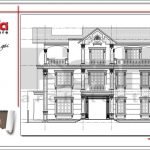 Mặt cắt đứng trục 5-1 biệt thự cổ điển tại Quảng Ninh sh btp 0111