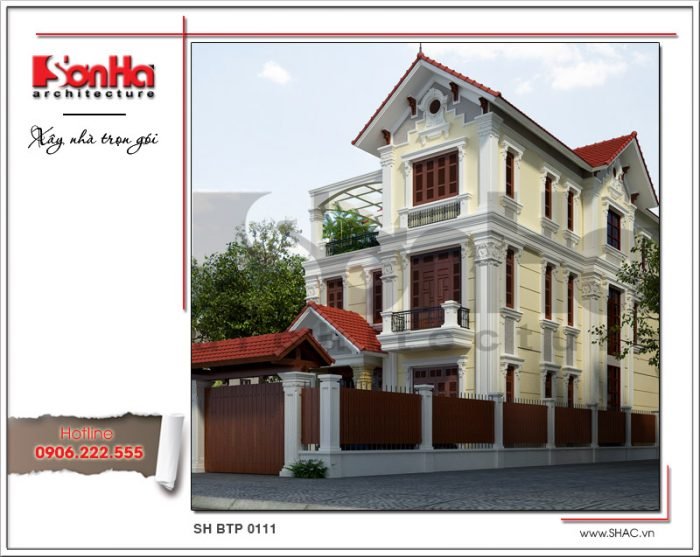 Thiết kế biệt thự cổ điển 3 tầng tại Quảng Ninh sh btp 0111
