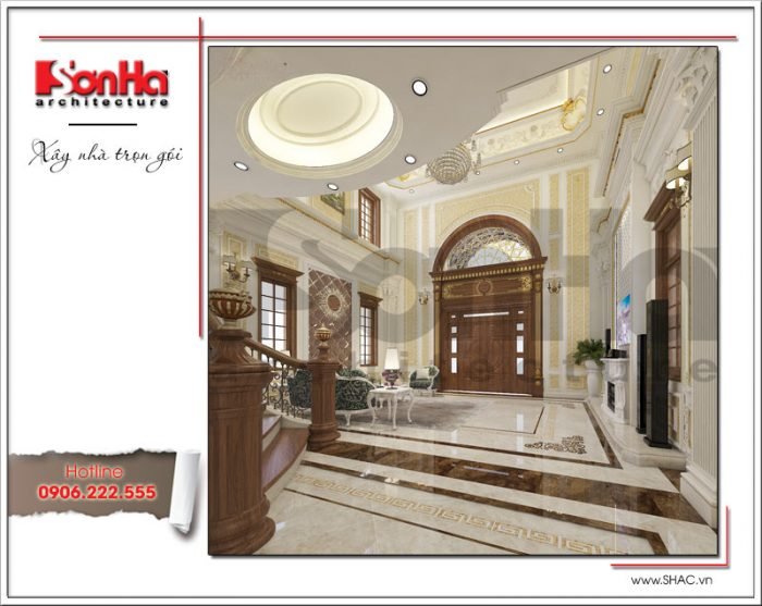 Thiết kế nội thất phòng khách biệt thự cổ điển Pháp tại Hà Nội sh btp 0112