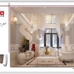 Mẫu thiết kế phòng khách biệt thự 3 tầng tại khu đô thị Vinhomes Nam Thăng Long, Hà Nội