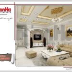 Mẫu thiết kế nội thất phòng sinh hoạt chung biệt thự cổ điển Pháp tại Hà Nội sh btp 0112