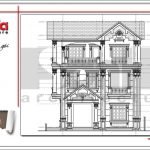 Mặt cắt đứng chính diện biệt thự cổ điển tại Quảng Ninh sh btp 0111