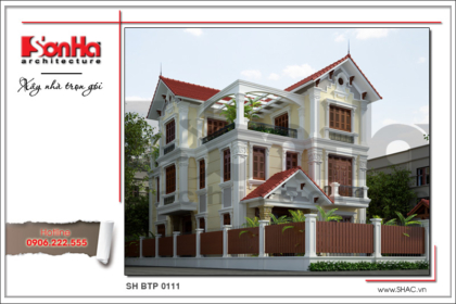 BÌA Thiết kế kiến trúc biệt thự cổ điển 3 tầng tại Quảng Ninh sh btp 0111