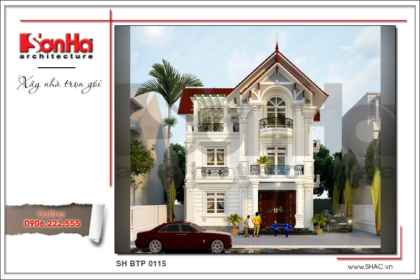 BÌA Thiết kế biệt thự Pháp mái ngói đỏ tại Hưng Yên sh btp 0115