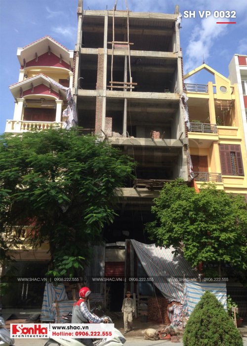 1 Ảnh thực tế thi công tòa nhà văn phòng đẹp tại hải phòng sh vp 0032