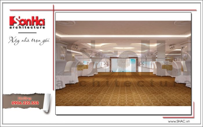 Mẫu Thiết kế nội thất tầng lửng trung tâm tiệc cưới phong cách cổ điển tại Hải Phòng sh bck 0046