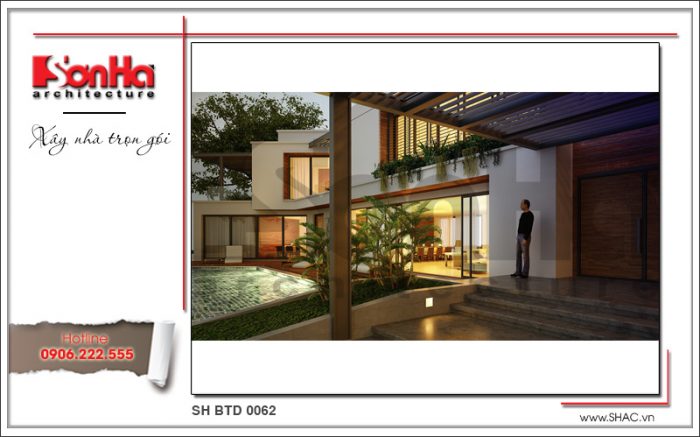 Mẫu biệt thự hiện đại, bố trí công năng khoa học tại Lào 4 4 Mẫu kiến trúc biệt thự hiện đại tại Lào sh btd 0062