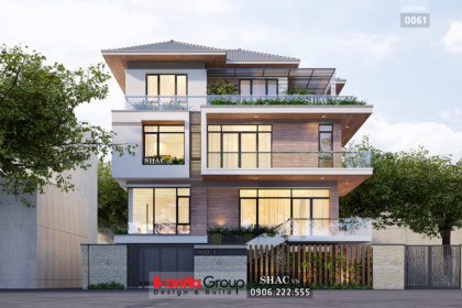 Biệt thự 3 tầng mặt tiền 11m rong 110m2 phong cach hien dai