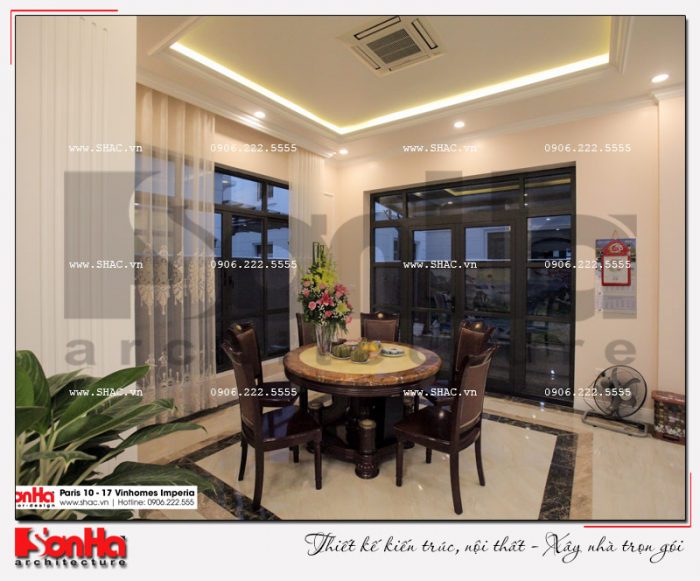 4 Ảnh thực tế nội thất phòng bếp ăn biệt thự tân cổ điển khu đô thị vinhomes hải phòng