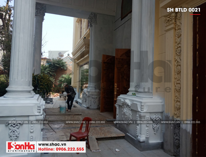 4 Ảnh thực tế thi công biệt thự lâu đài đẹp tại hà nội sh btld 0021