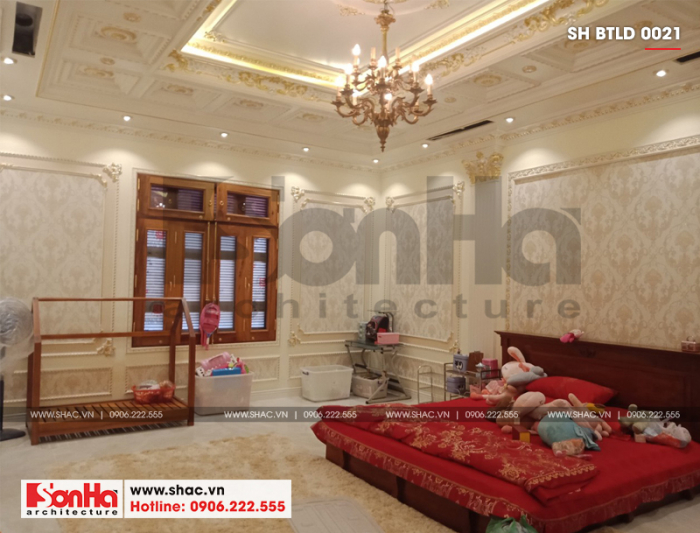 8 Ảnh thực tế thi công nội thất phòng ngủ biệt thự lâu đài tại hà nội sh btld 0021