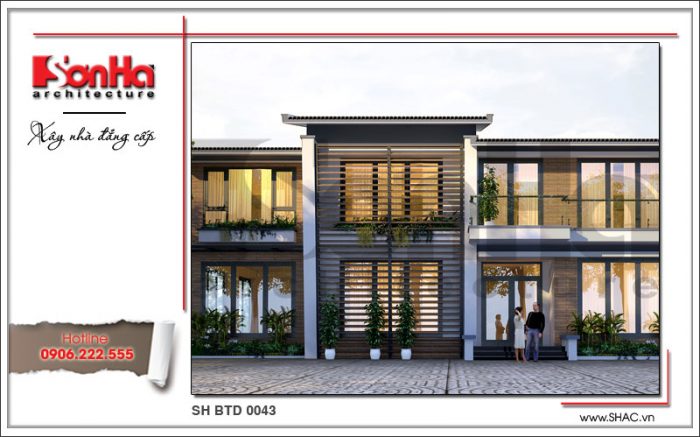 Cận cảnh các đường nét khoáng đạt làm nên thiết kế ấn tượng của nhà biệt thự 2 tầng này