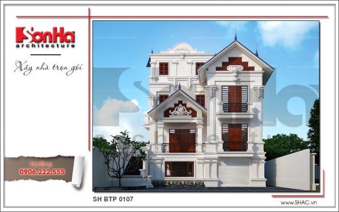 Mẫu thiết kế nhà biệt thự 3 tầng kiến trúc Pháp tại Quảng Ninh với bố cục mạch lạc