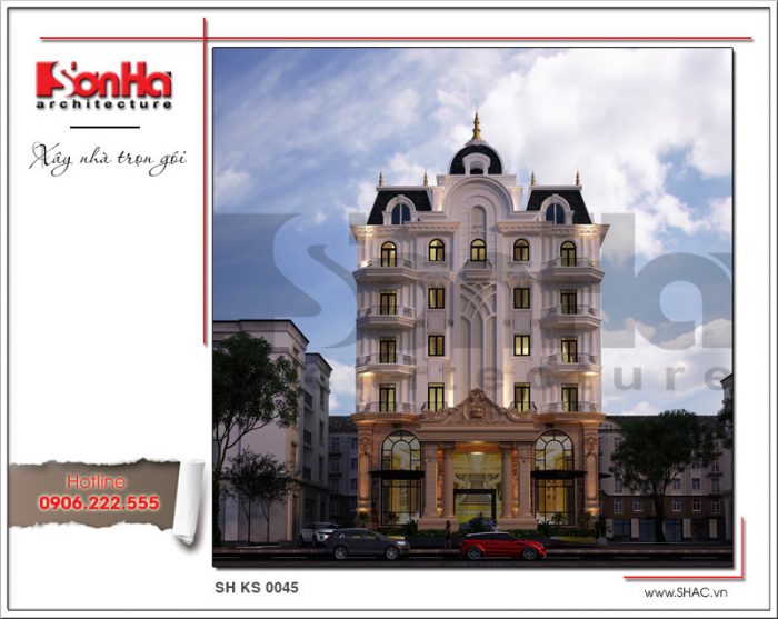 Thiết kế khách sạn 3 sao đẹp – KS 0009 9 Mẫu khách sạn đẹp kiến trúc cổ điển tiêu chuẩn 3 sao tại Bến Tre