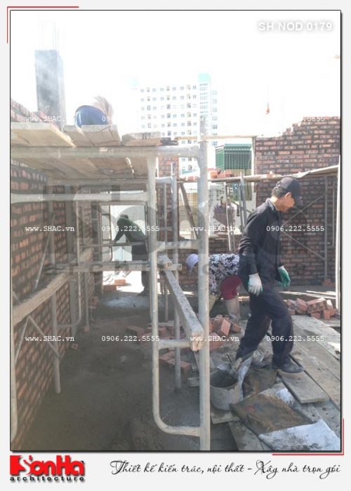 2 Ảnh thực tế thi công nhà ống hiện đại 4 tầng tại hải phòng sh nod 0179