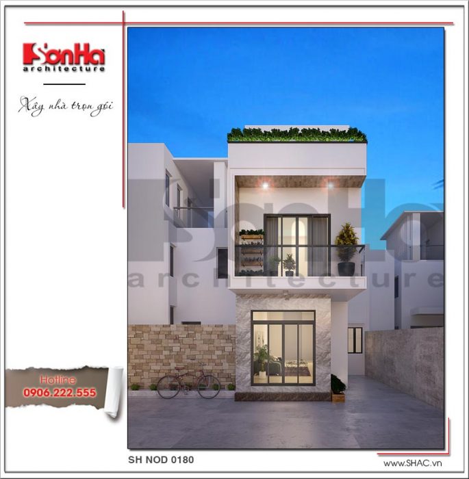 2 Thiết kế kiến trúc mặt tiền nhà phố hiện đại tại hải phòng sh nod 0180