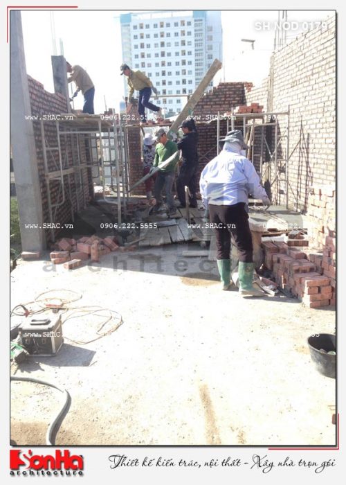 4 Ảnh thực tế thi công nhà ống hiện đại 4 tầng tại hải phòng sh nod 0179