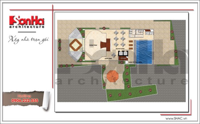 Thiết kế khách sạn 3 sao đẹp – KS 0009 11 Bản vẽ mặt bằng tầng lửng khách sạn tiêu chuẩn 3 sao cổ điển tại Bến Tre