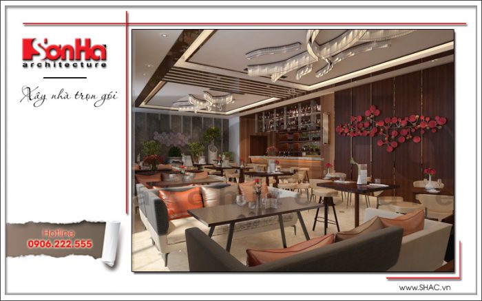 Phương án thiết kế nội thất quày cafe tầng 1 khách sạn đẹp tại Hải Phòng được yêu thích 