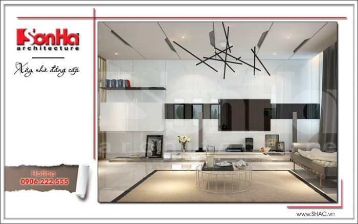 Thiết kế nội thất phòng khách hiện đại đẹp với tạo hình mạch lạc mang thương hiệu SHAC 