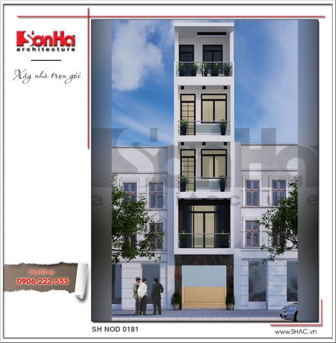 1 Thiết kế kiến trúc mặt tiền nhà ống hiện đại tại hải phòng sh nod 0181