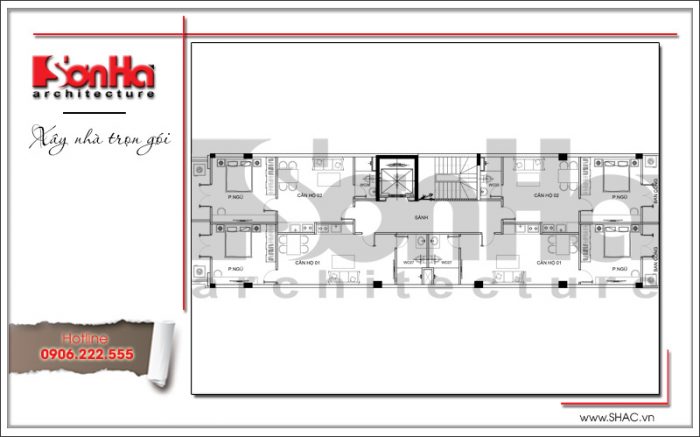 8.Mặt bằng công năng tầng 6 tòa nhà căn hộ cho thuê tại sài gòn SH VP 0033