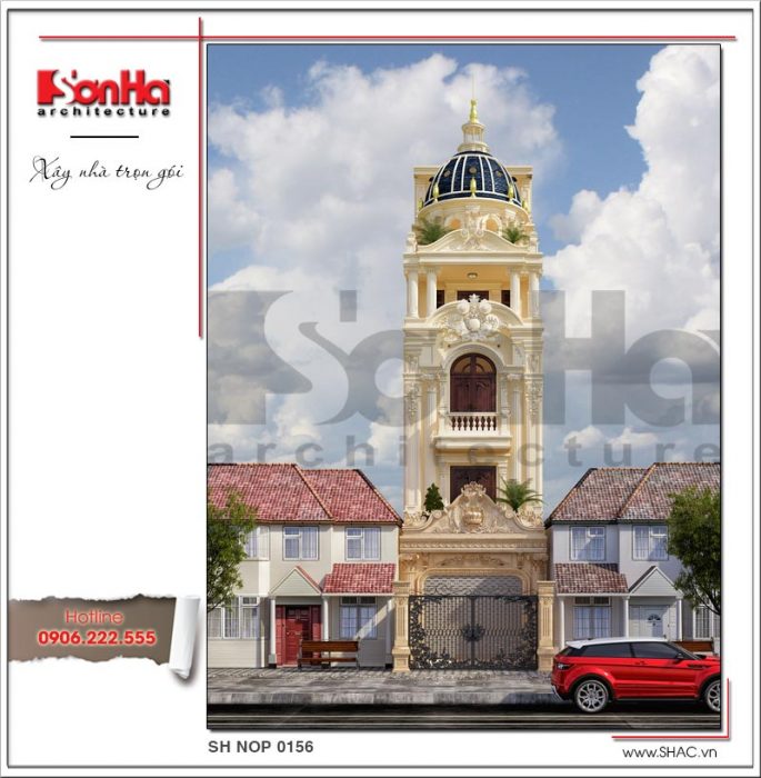 2 Mẫu kiến trúc mặt tiền nhà phố pháp đẹp tại hải phòng sh nop 0156