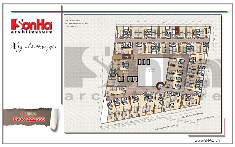 Bản vẽ mặt bằng công năng tầng trệt khách sạn 5 sao hiện đại Q-MaMa nghìn tỷ 