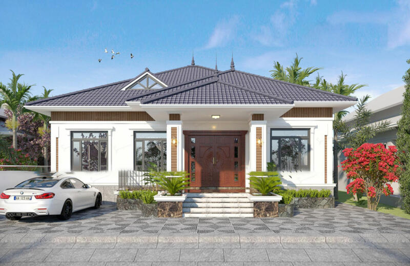 Mẫu biệt thự nhà vườn 1 tầng 4 phòng ngủ