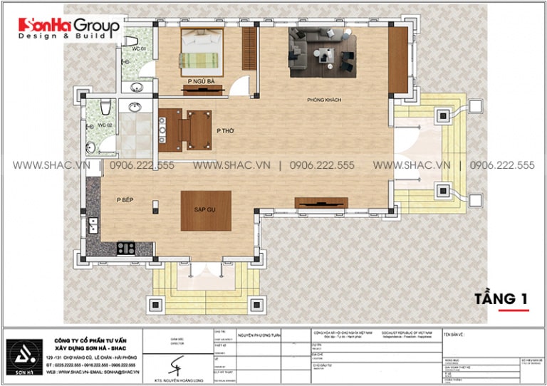 biệt thự 1 tầng 4 phòng ngủ