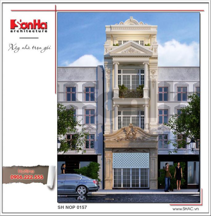 1 Thiết kế kiến trúc mặt tiền nhà ống pháp đẹp tại quảng ninh sh nop 0157