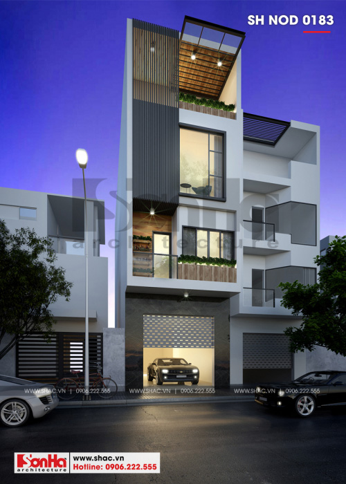 1 Thiết kế kiến trúc mặt tiền nhà ống hiện đại tại quảng ninh sh nod 0183