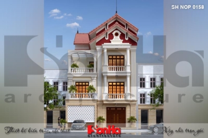 Bìa thiết kế kiến trúc mặt tiền nhà phố cổ điển tại hải phòng sh nop 0158