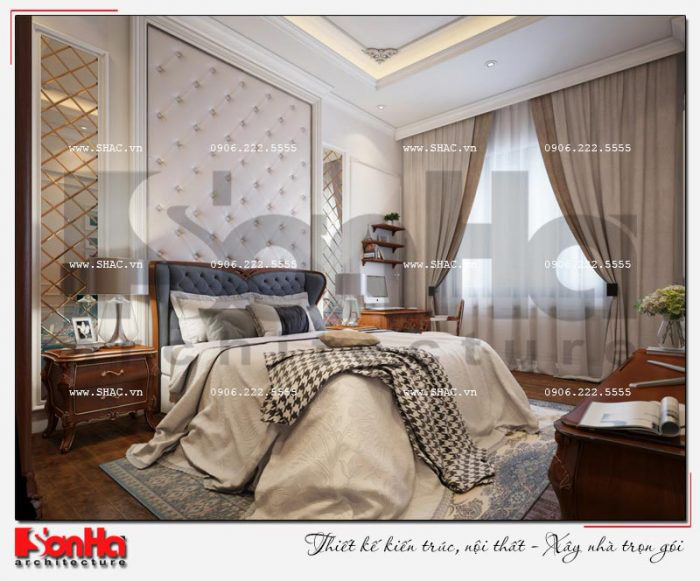 Thiết kế nội thất phòng ngủ con trai trong biệt thự tân cổ điển đẹp Vinhomes Imperia 