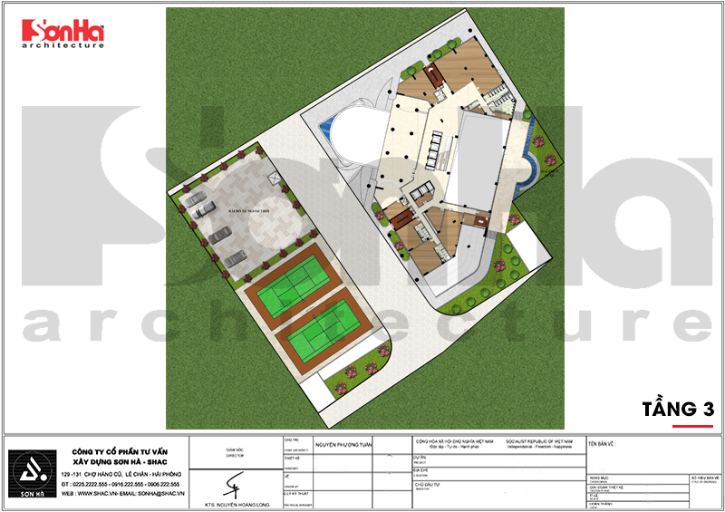 Các mẫu thiết kế khách sạn tiêu chuẩn 5 sao 2000m2 tại Quảng Ninh - SH KS 0055 41 Bản vẽ mặt bằng công năng tầng 3 khách sạn 5 sao phong cách tân cổ điển
