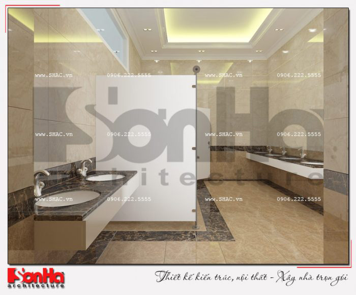 Phương án thiết kế nội thất phòng vệ sinh trung tâm tiệc cưới và thương mại cổ điển 