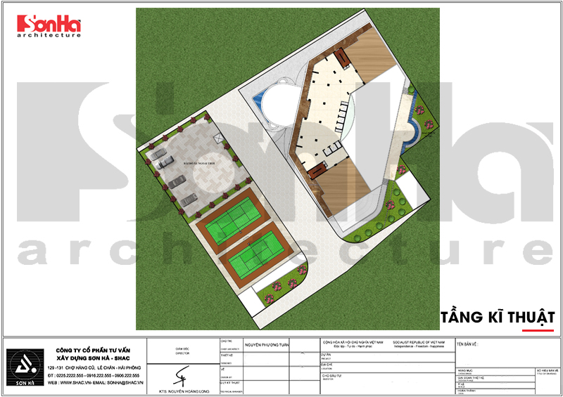 Các mẫu thiết kế khách sạn tiêu chuẩn 5 sao 2000m2 tại Quảng Ninh - SH KS 0055 45 Bản vẽ mặt bằng công năng tầng kỹ thuật khách sạn 5 sao phong cách tân cổ điển