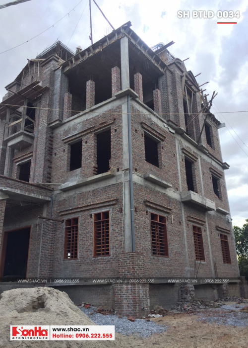 2 Ảnh thực tế thi công biệt thự lâu đài 2 mặt tiền tại hải dương sh btld 0034