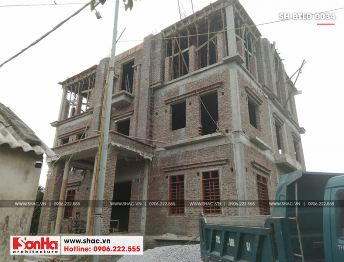 2 Ảnh thực tế thi công biệt thự lâu đài phong cách châu âu tại hải dương sh btld 0034
